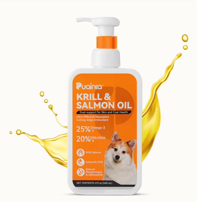 puainta krill & salmon oil for dogs – omega 3 support for skin, coat & vitality